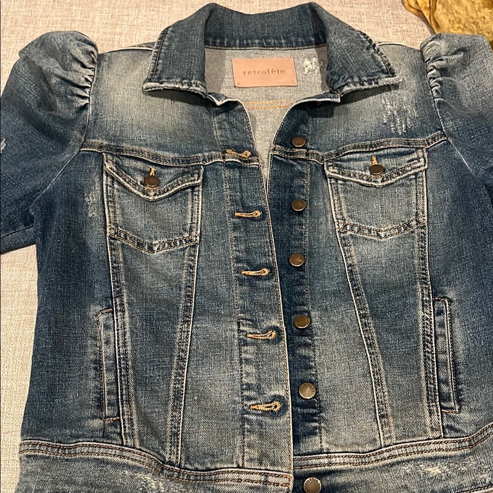 Retrofete Blue Distressed Denim Jacket